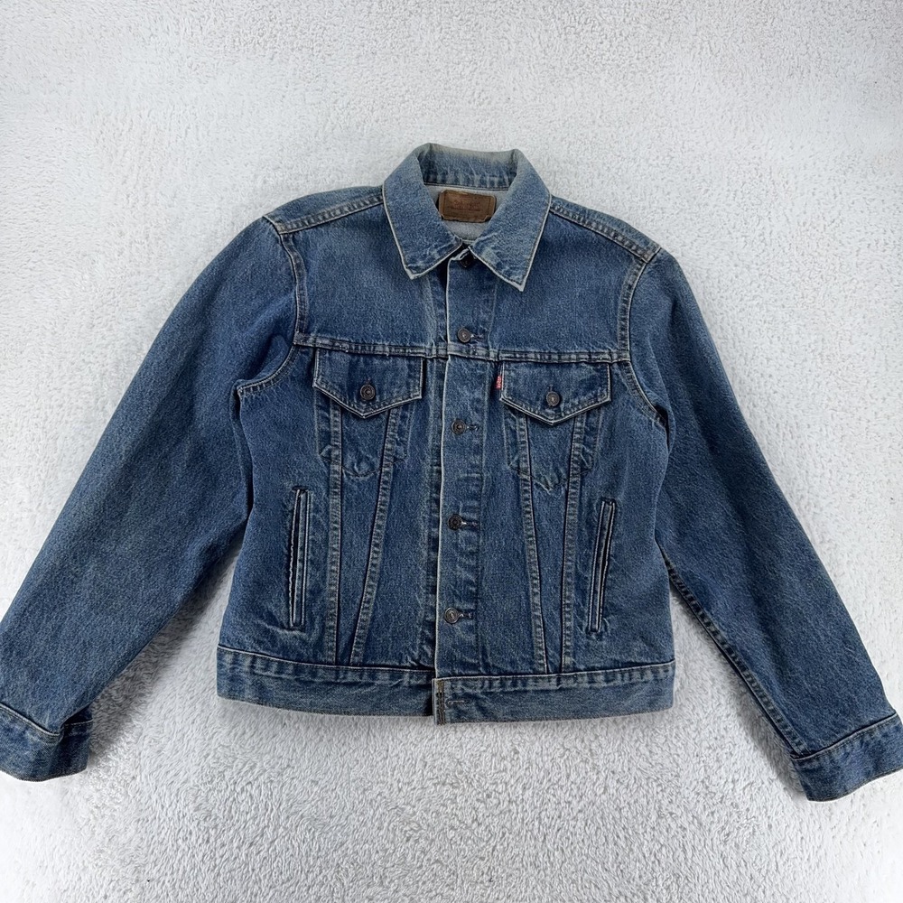 Vintage 90s Levis 70506-0216 Denim Trucker Jacket Mens 44 Distressed